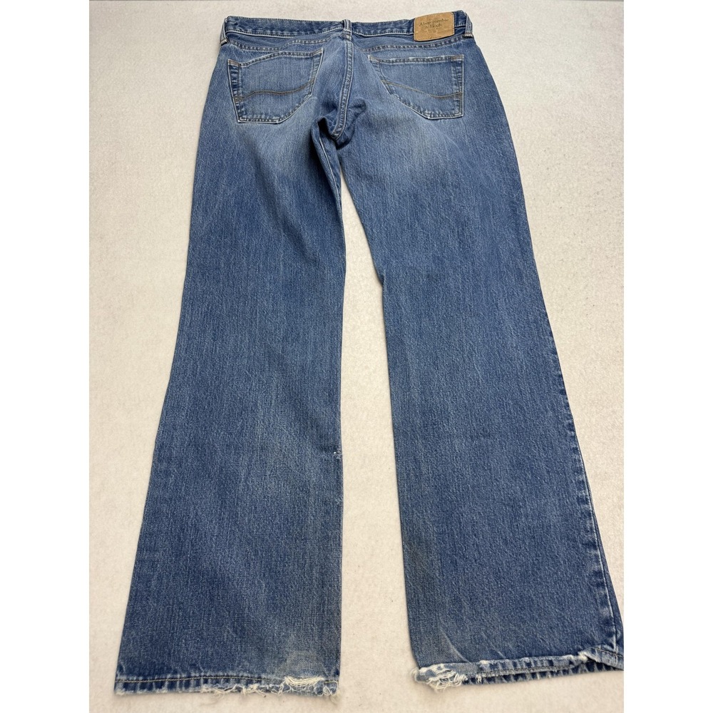 Abercrombie & Fitch Jeans Mens 34x32 Blue The A&F Boot Bootcut Distressed - Picture 11 of 12